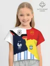 Футболка для девочки укороченная оверсайз хлопок / Fifa коллаж
