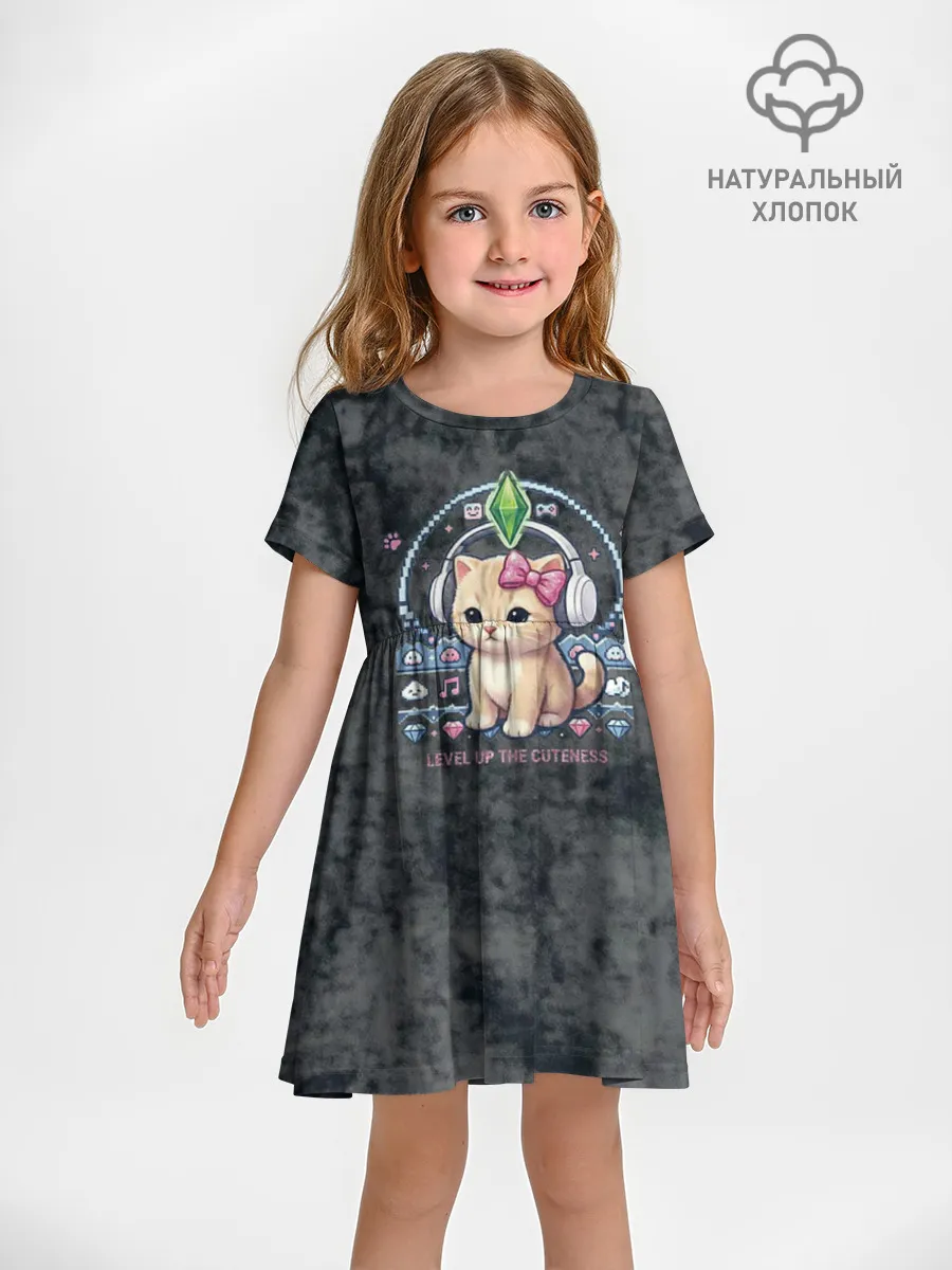 Платье детское отрезное. Хлопок / Я Звезда Ютуб Уу Ага Котик