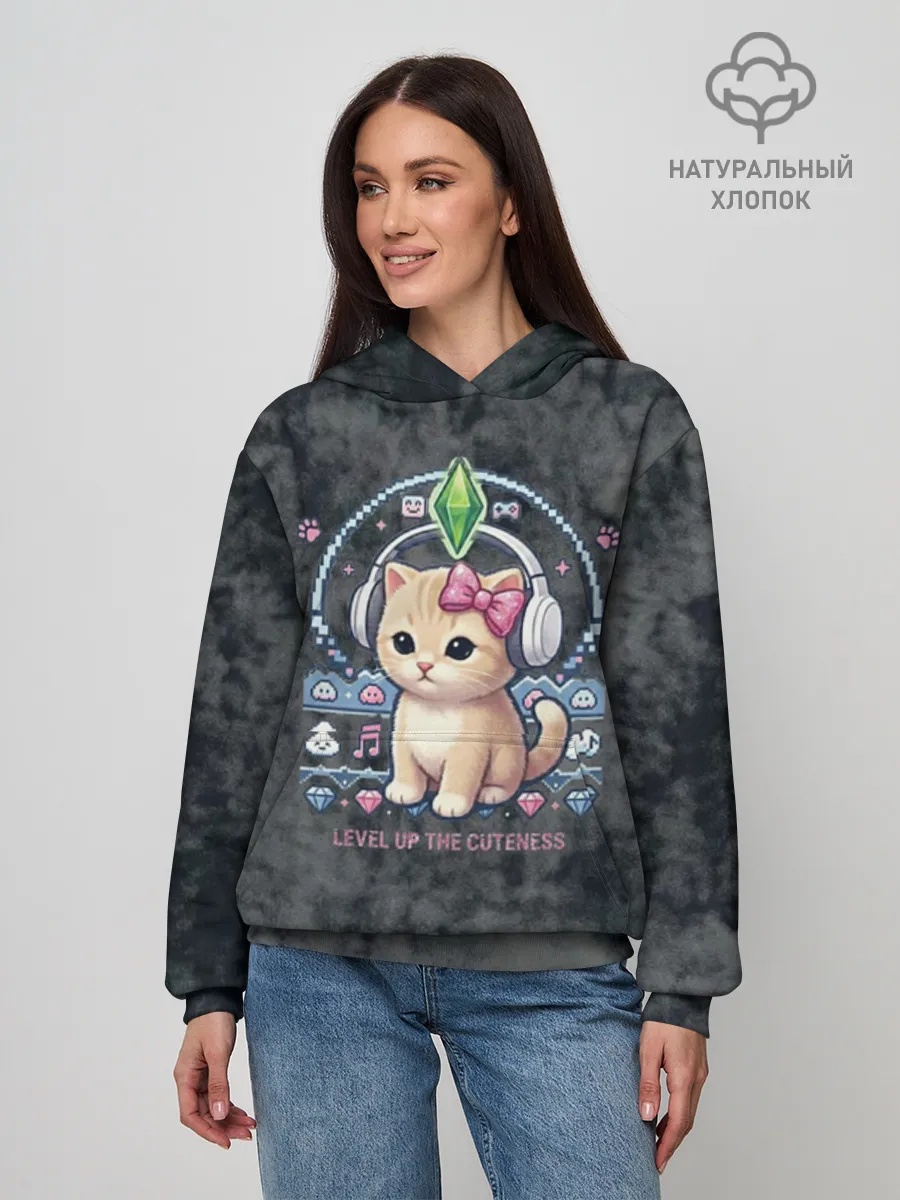 Худи женский база хлопок / Я Звезда Ютуб Уу Ага Котик