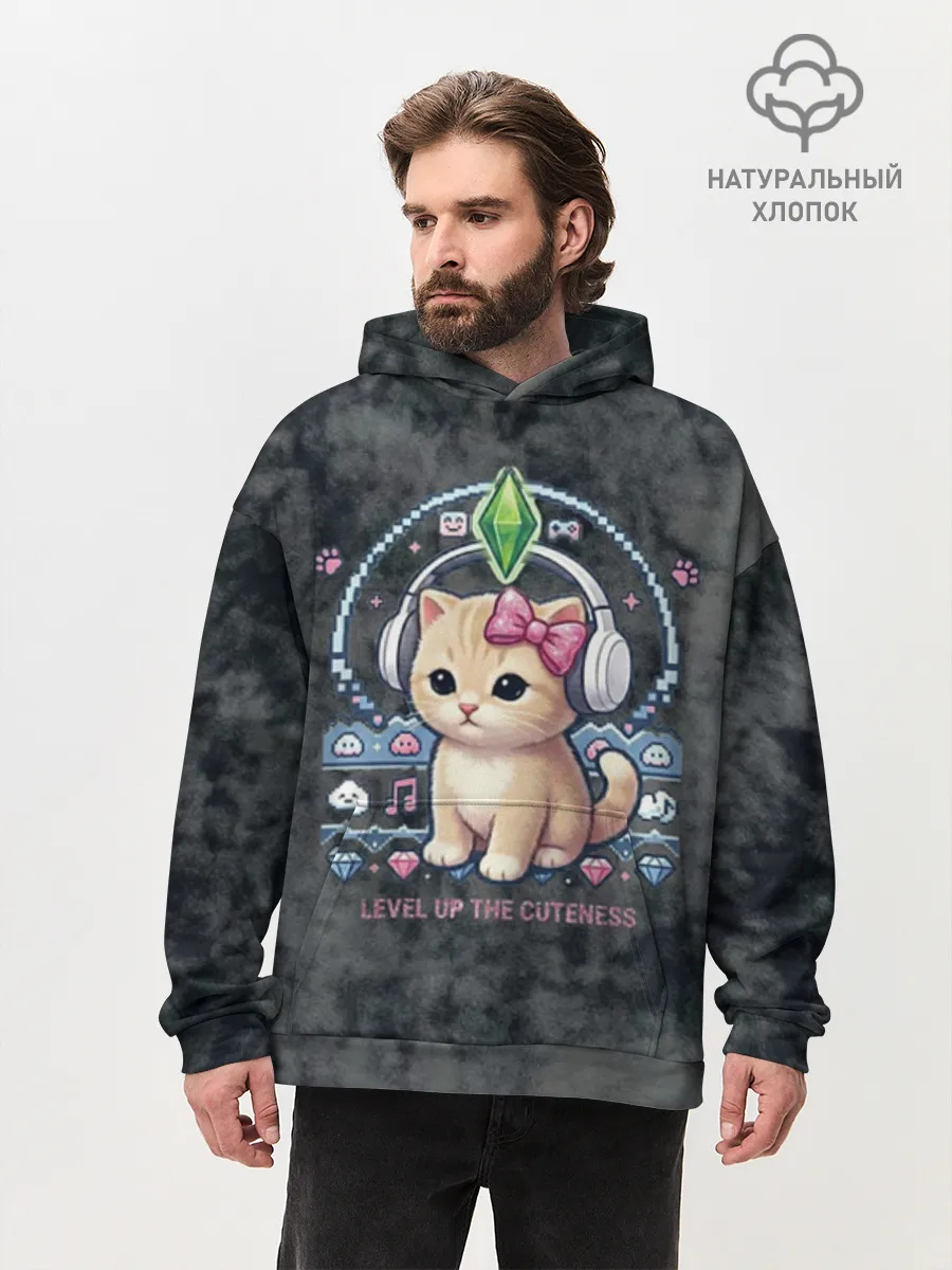 Худи мужской оверсайз хлопок / Я Звезда Ютуб Уу Ага Котик