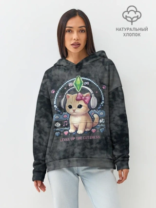 Худи женский оверсайз хлопок / Я Звезда Ютуб Уу Ага Котик