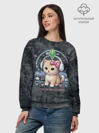 Женский свитшот базовый хлопок / Я Звезда Ютуб Уу Ага Котик