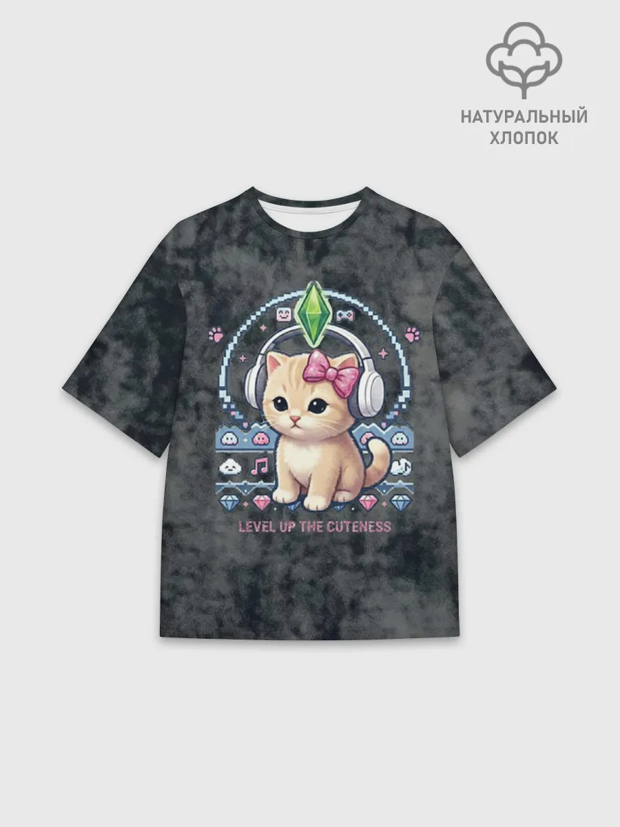 Мужская футболка оверсайз хлопок / Я Звезда Ютуб Уу Ага Котик