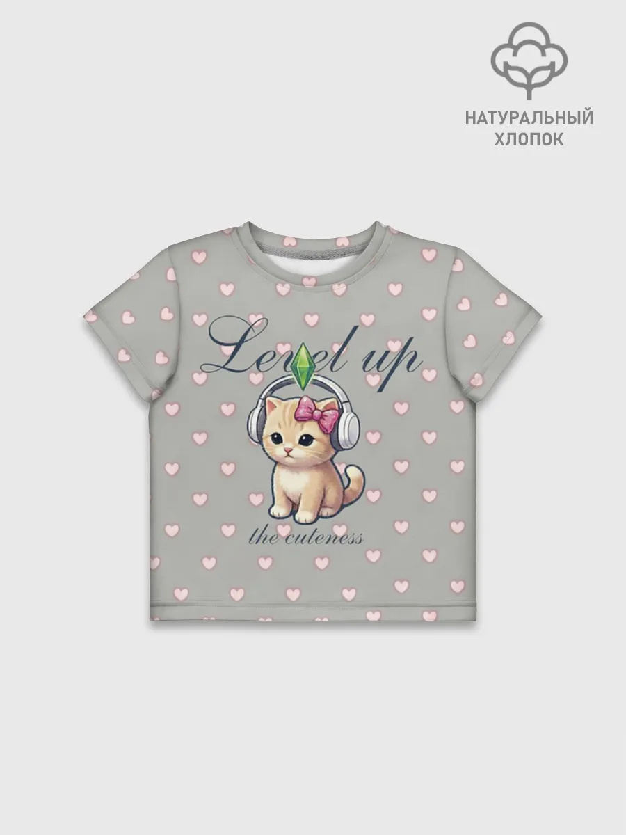 Футболка для девочки укороченная оверсайз хлопок / Звезда Ютуб Модный лук