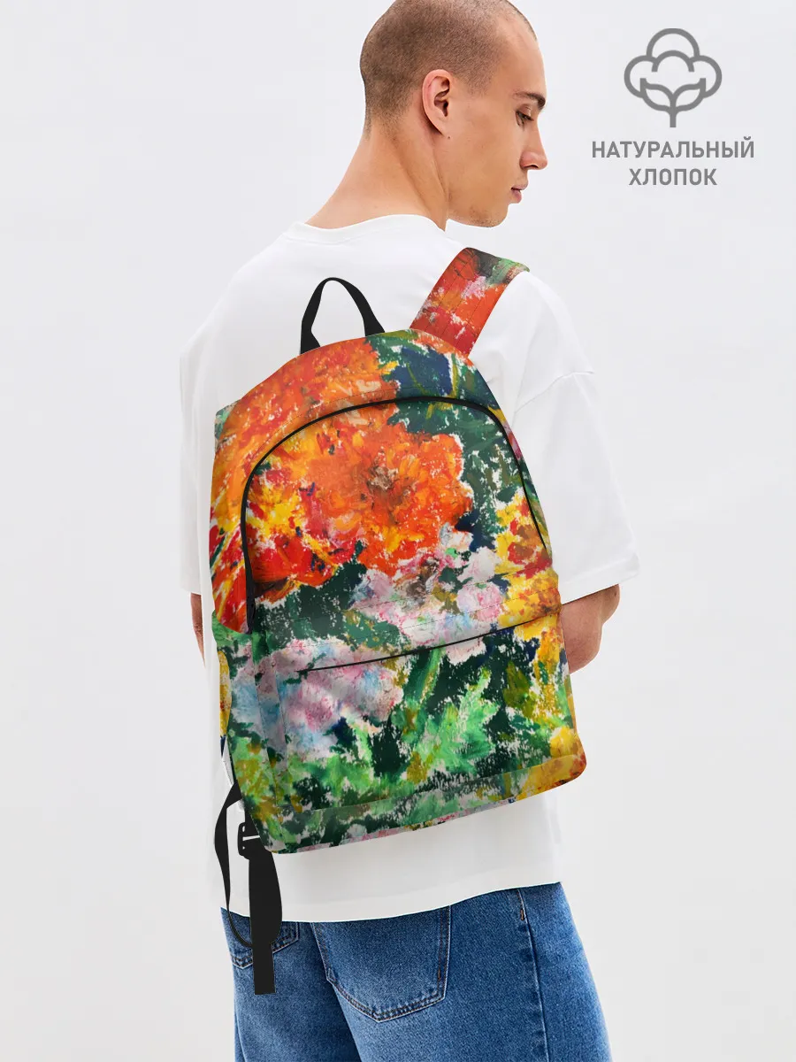 Рюкзак взрослый джинсовый / Orange flowers