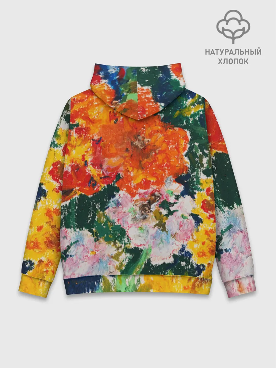 Худи мужской база хлопок / Orange flowers