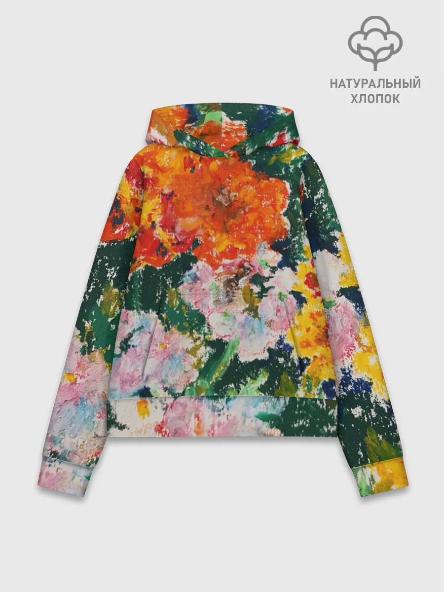 Худи женский база хлопок / Orange flowers