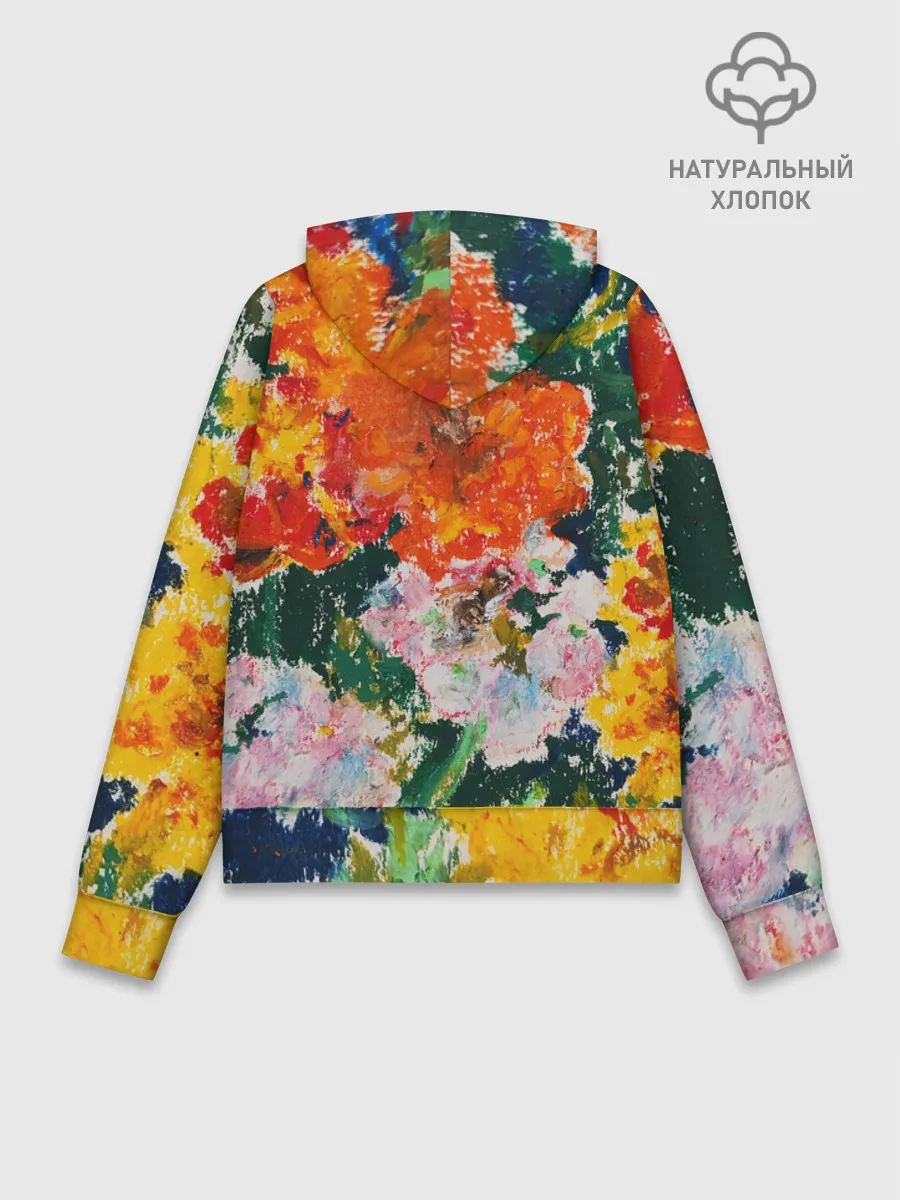 Худи женский база хлопок / Orange flowers