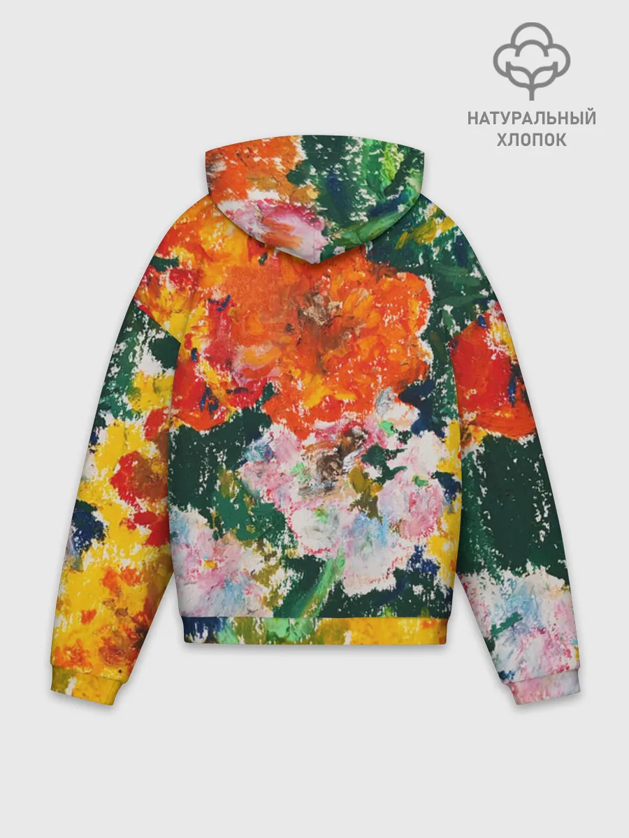 Худи мужской оверсайз хлопок / Orange flowers