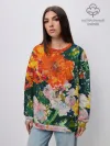 Женский свитшот оверсайз хлопок / Orange flowers