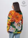 Женский свитшот оверсайз хлопок / Orange flowers