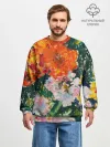 Мужской свитшот оверсайз хлопок / Orange flowers