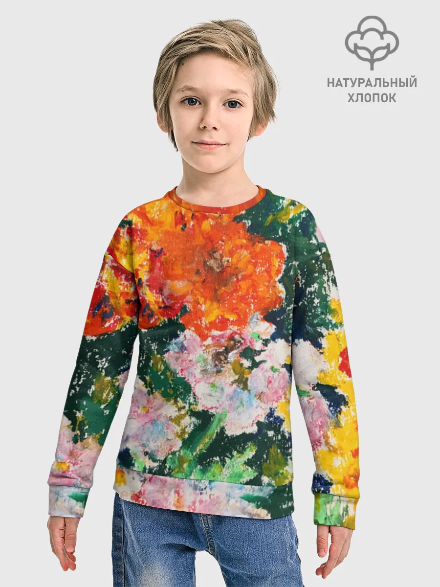 Детский свитшот хлопок / Orange flowers