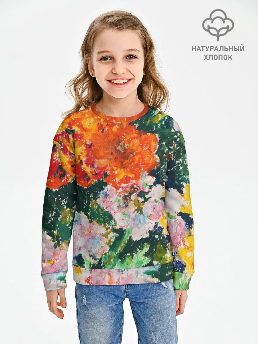 Детский свитшот хлопок / Orange flowers