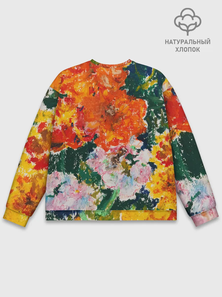 Мужской свитшот база хлопок / Orange flowers
