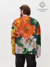 Мужской лонгслив оверсайз хлопок / Orange flowers