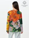 Лонгслив женский. Хлопок / Orange flowers