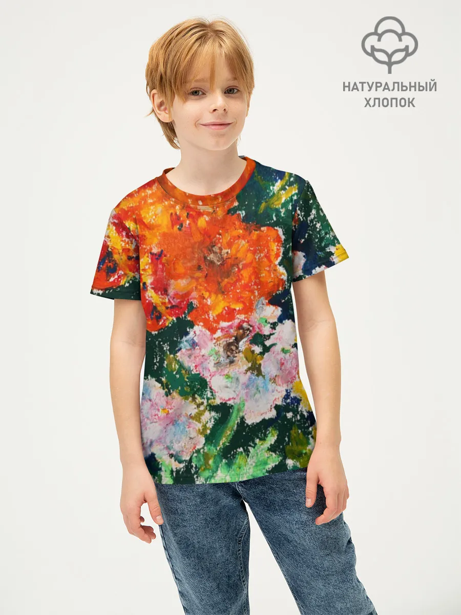 Детская футболка хлопок / Orange flowers