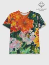 Мужская базовая футболка хлопок / Orange flowers