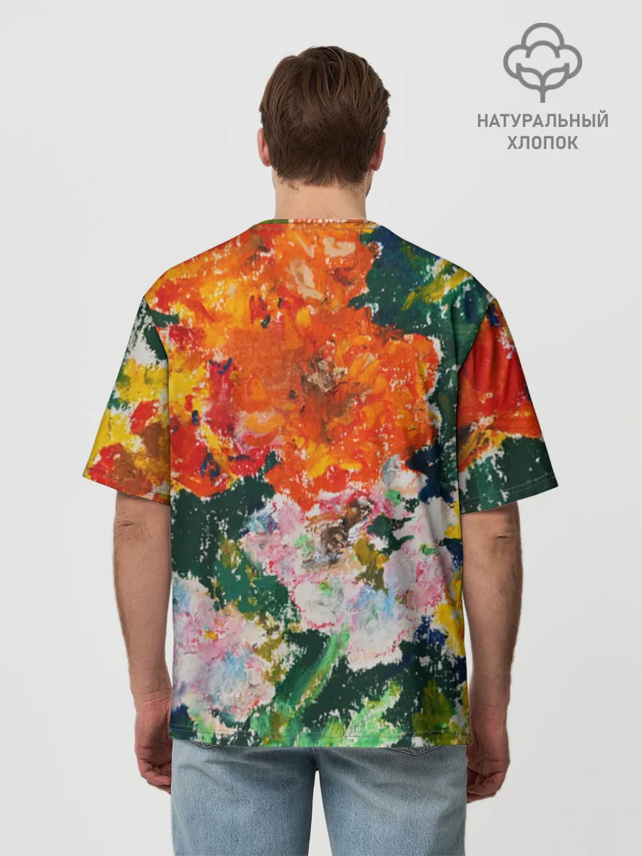 Футболка Мужская оверсайз премиум / Orange flowers