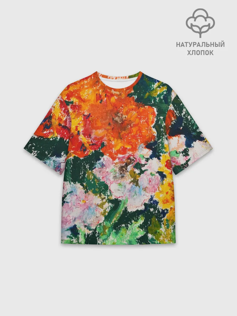 Футболка Мужская оверсайз премиум / Orange flowers