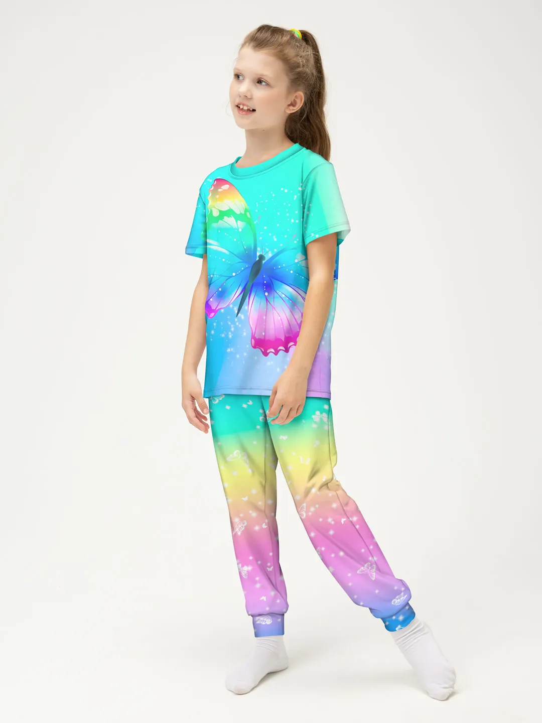 Детская пижама с брюками хлопок / P001_ButterLightBlue