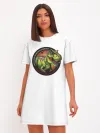 Женское платье хлопок / Динозавр_белый_русский