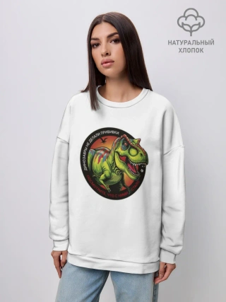 Женский свитшот оверсайз хлопок / Динозавры не делали прививки