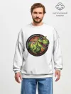 Мужской свитшот оверсайз хлопок / Динозавр_белый_русский
