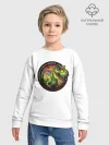 Детский свитшот хлопок / Динозавр_белый_русский