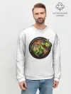 Мужской свитшот база хлопок / Динозавр_белый_русский
