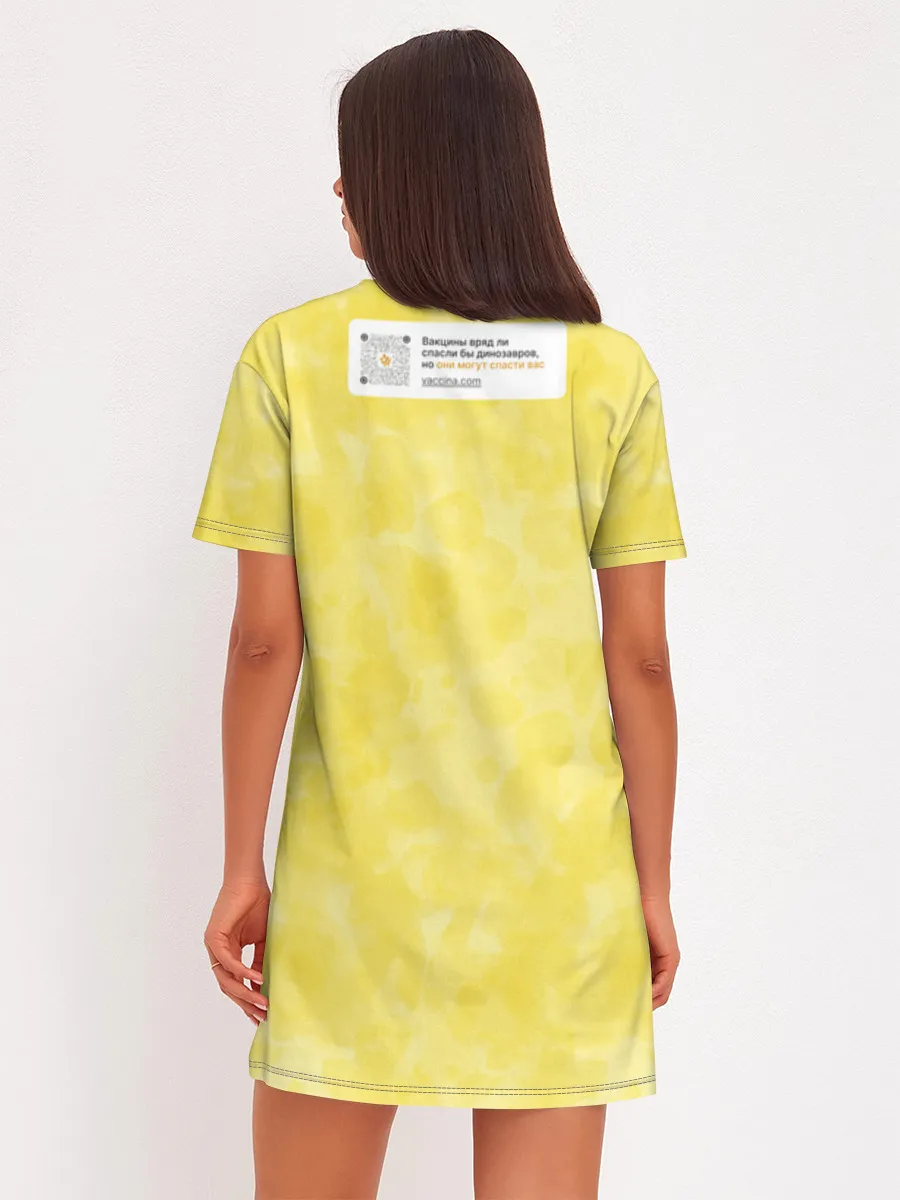 Женское платье хлопок / Динозавр_оранжевый_русский