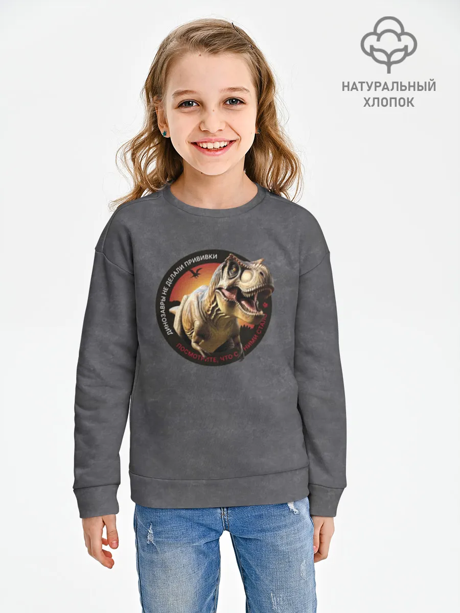 Детский свитшот хлопок / Динозавры_3D_русский