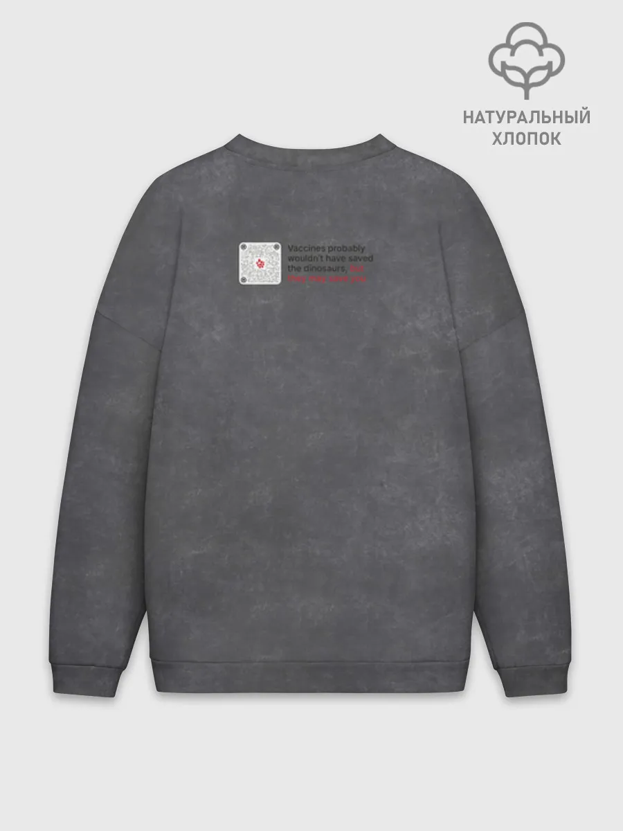 Мужской свитшот оверсайз хлопок / Динозавры не делали прививки 2 (английский)