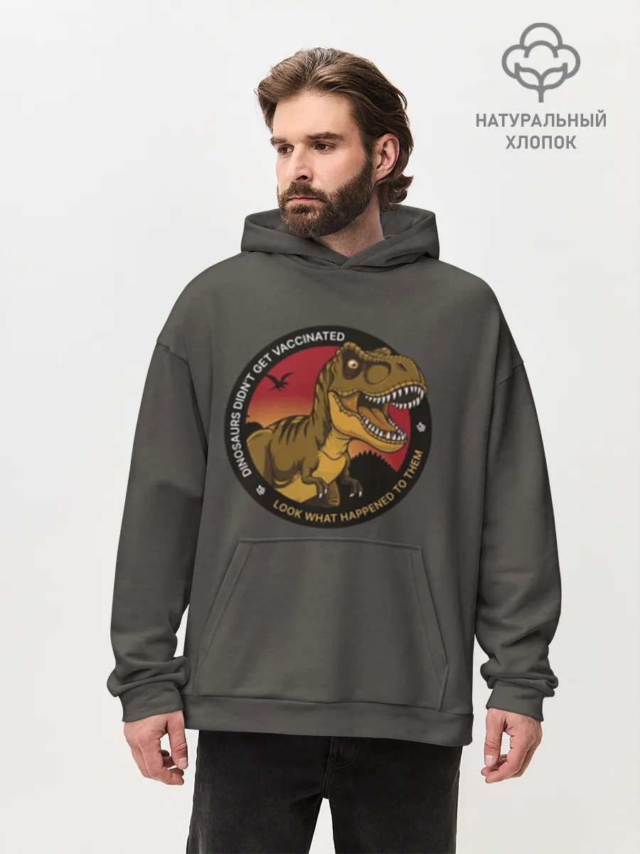 Худи мужской оверсайз хлопок / Динозавры_2D_английский