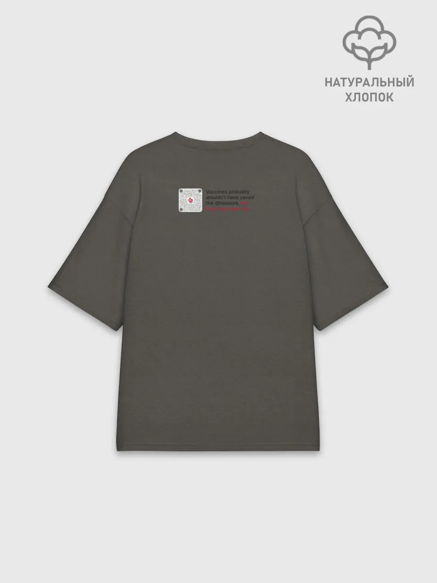 Футболка женская оверсайз премиум / Динозавры_2D_английский