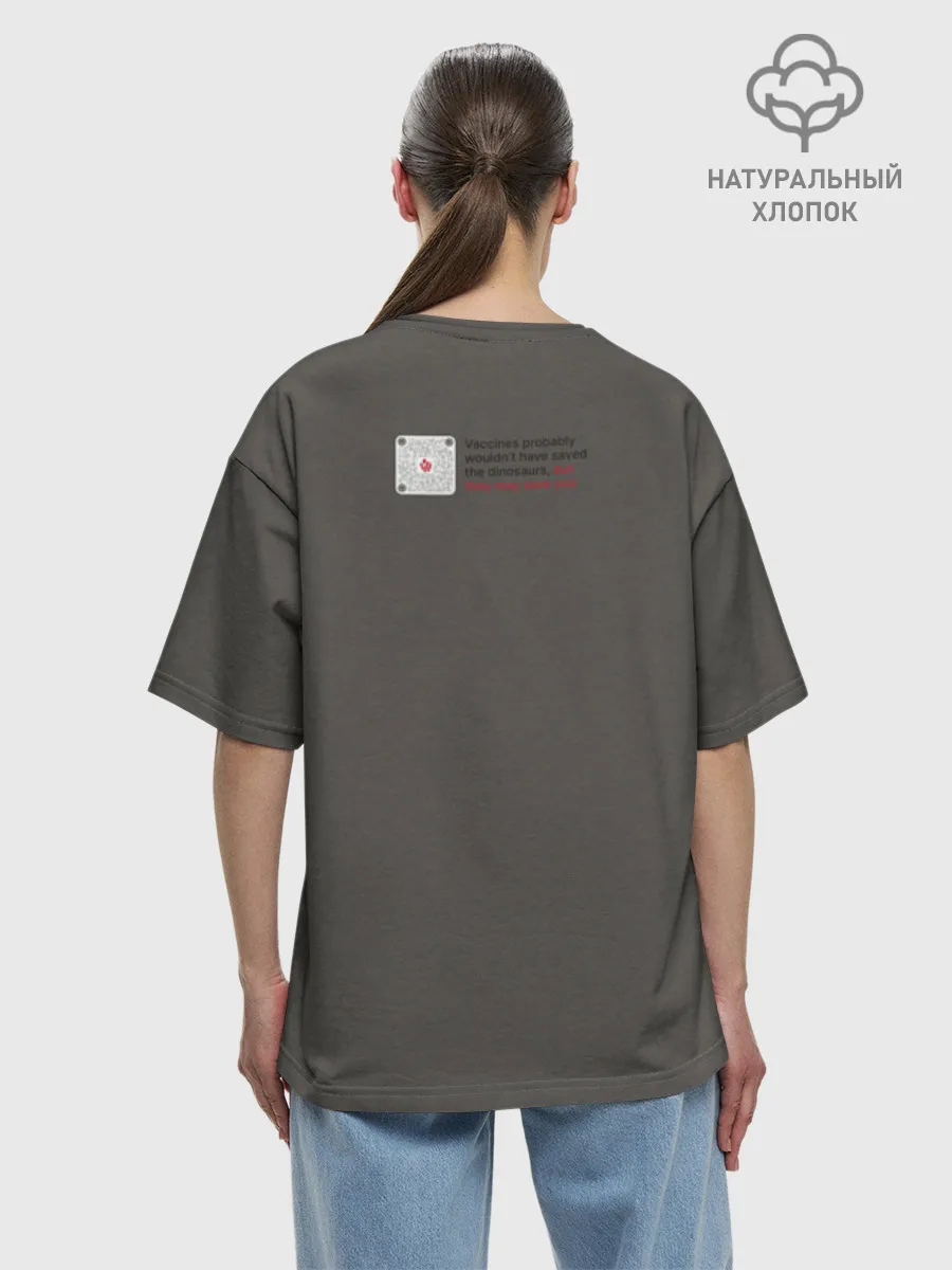 Женская футболка оверсайз хлопок / Динозавры_2D_английский