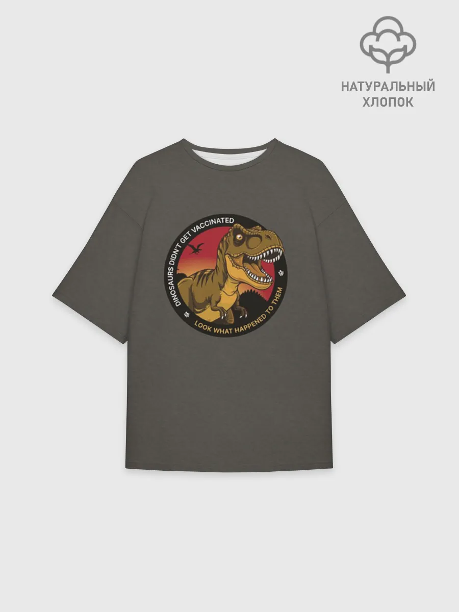 Женская футболка оверсайз хлопок / Динозавры_2D_английский