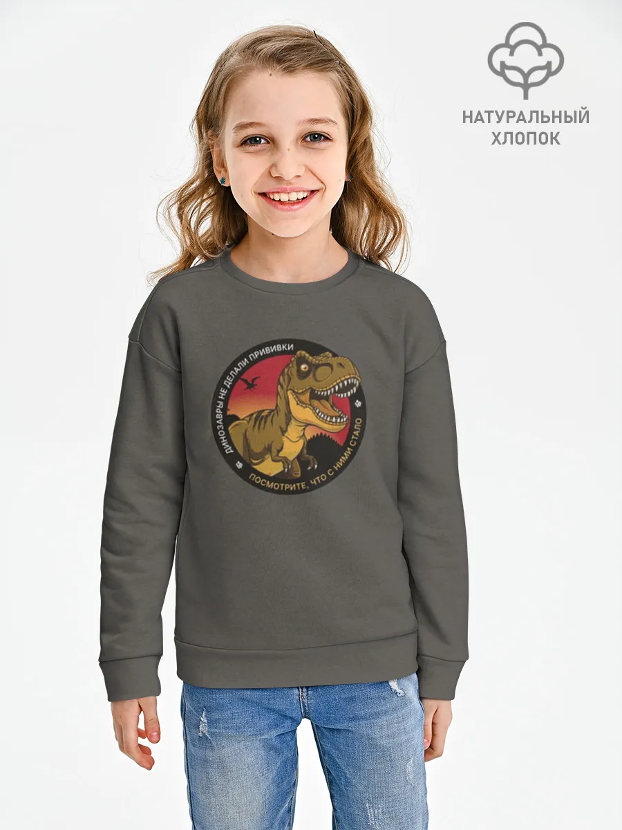 Детский свитшот хлопок / Динозавры не делали прививки 4 (русский)