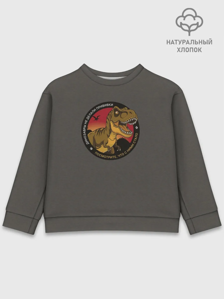 Детский свитшот хлопок / Динозавры не делали прививки 4 (русский)