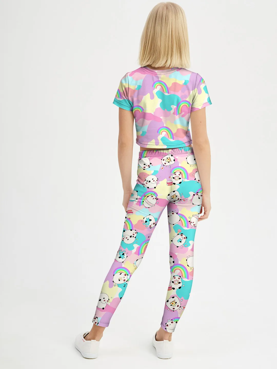 Дев.спорт.костюм с леггинсами / P001_PandaPinkBlue