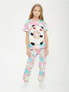 Детская пижама с брюками хлопок / P001_PandaPinkBlue