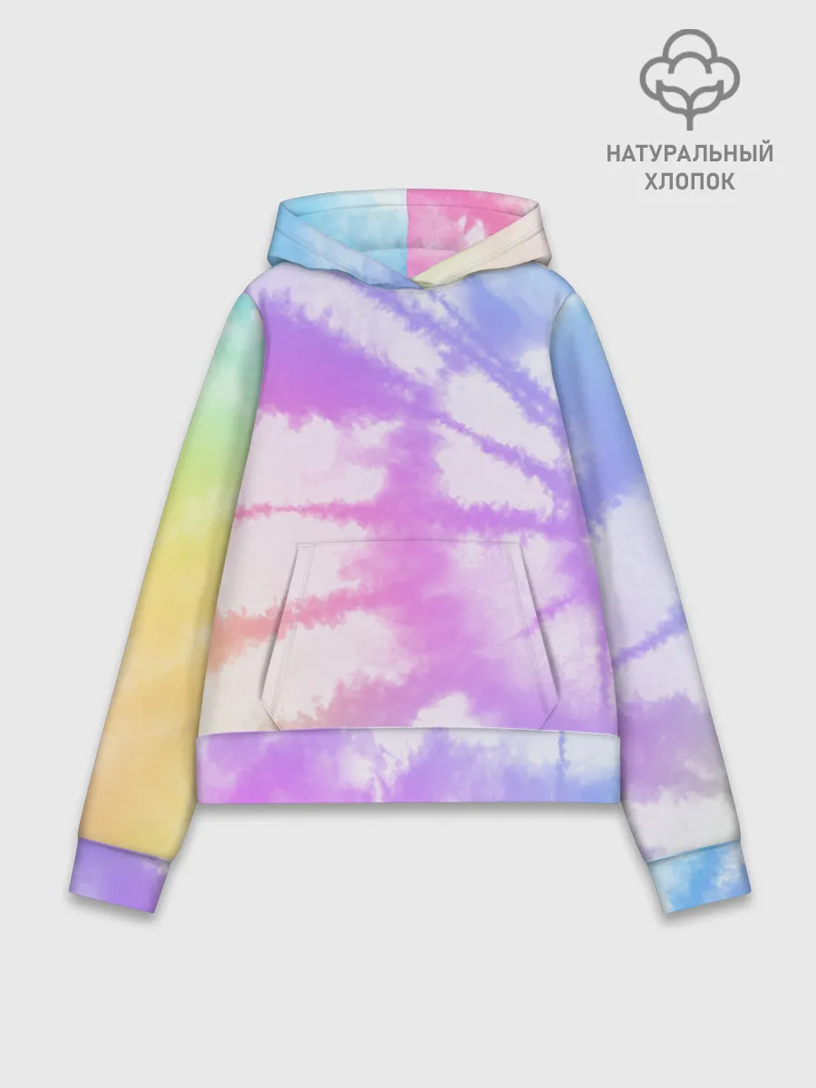 Худи женский база хлопок / Tie-Dye Rainbow