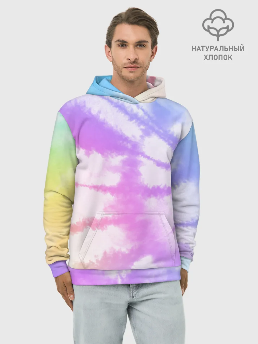 Худи мужской база хлопок / Tie-Dye Rainbow