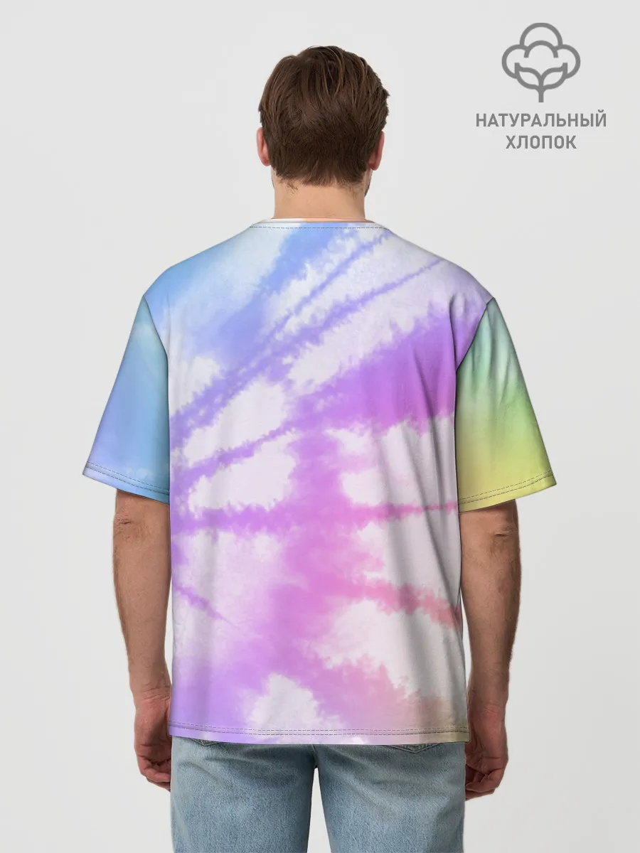 Мужская футболка оверсайз хлопок / Tie-Dye Rainbow