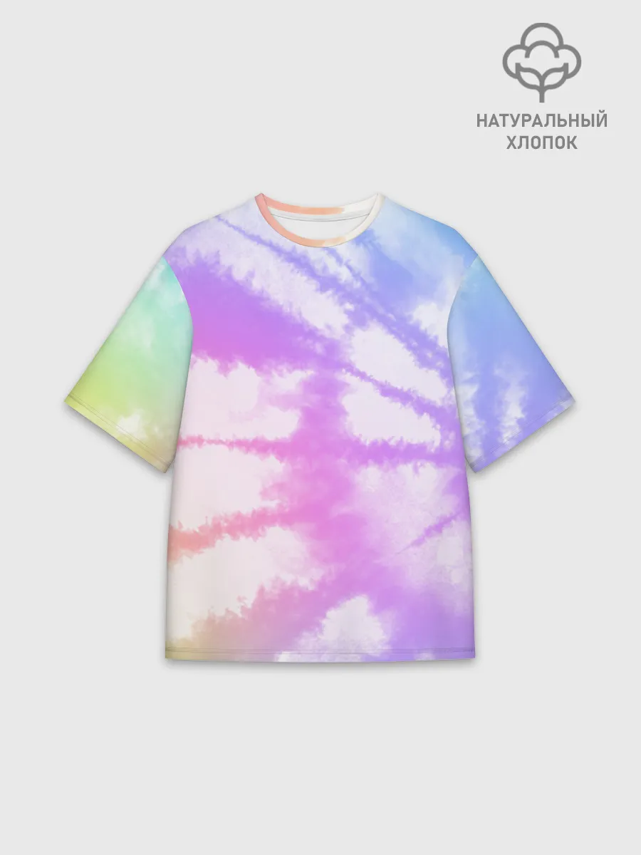 Мужская футболка оверсайз хлопок / Tie-Dye Rainbow