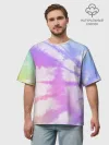 Мужская футболка оверсайз хлопок / Tie-Dye Rainbow