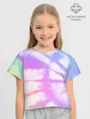Футболка для девочки укороченная оверсайз хлопок / Tie-Dye Rainbow
