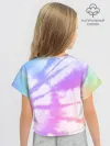 Футболка для девочки укороченная оверсайз хлопок / Tie-Dye Rainbow
