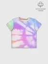 Футболка для девочки укороченная оверсайз хлопок / Tie-Dye Rainbow